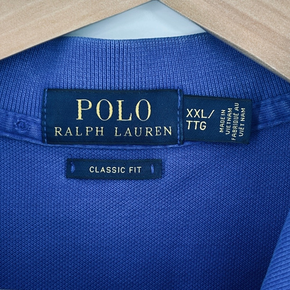 Polo Ralph Lauren Polo Shirt Men's Preppy Classic Fit Logo 100% Cotton Blue XXL - Picture 4 of 7